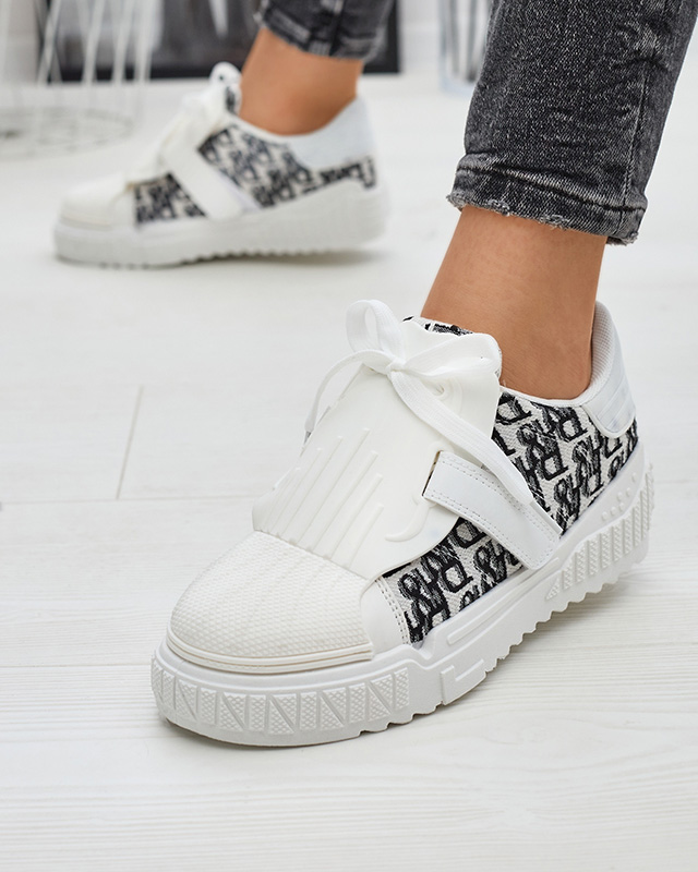 White Printed Sports Sneakers Harrett- Footwear