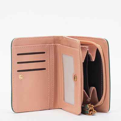 Portofel mic de dama verde cu breloc - Accesorii