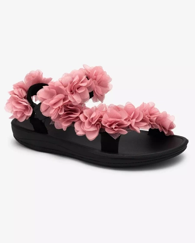 Royalfashion Sandale de damă roz cu flori Alferroy