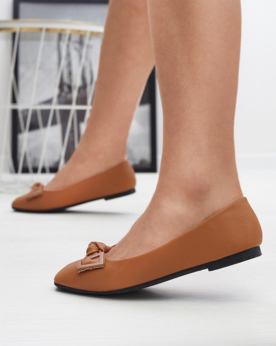 Balerini de damă de culoare camel cu decor pe nas Caxien- Footwear
