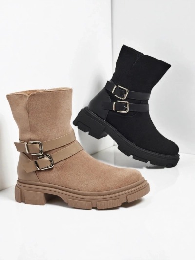 Botine înalte de damă din piele ecologică întoarsă Callire