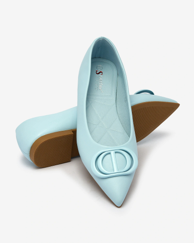 Royalfashion Balerini cu vârf ascuțit pentru femei, de culoare albastră, cu ornament pe nas Manixy