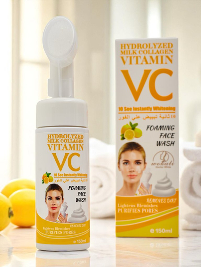 Spumă purificatoare anti-îmbătrânire pentru față cu vitamina C și perie