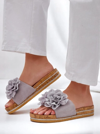 Papuci de plajă pentru femei Royalfashion cu flori Focce