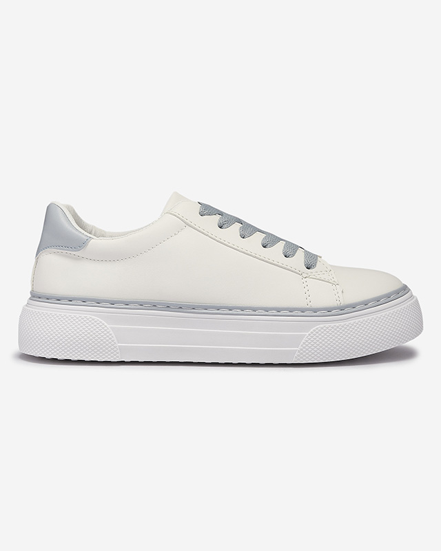 Adidași sport de damă albi cu inserții albastre Assalia - Încălțăminte