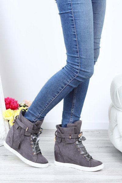 Szare sneakersy z futerkiem Karlee- Obuwie