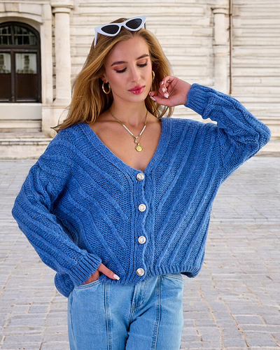 Royalfashion Pulover tricotat pentru femei cu nasturi