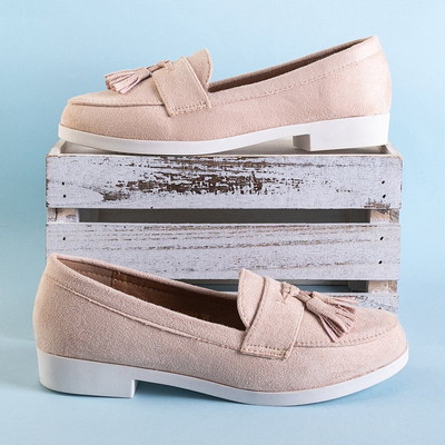 Atrugiel pudră mocasini de damă cu ciucuri - Încălțăminte