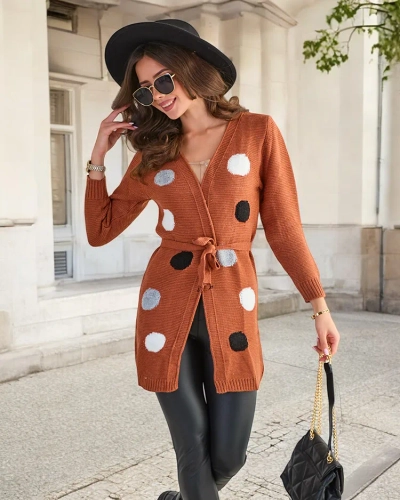 Cardigan dama legat maro cu ace colorate - Îmbrăcăminte
