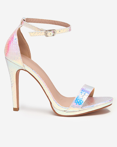 OUTLET Sandale holografice dama argintii pe toc stiletto Fasiro - Incaltaminte