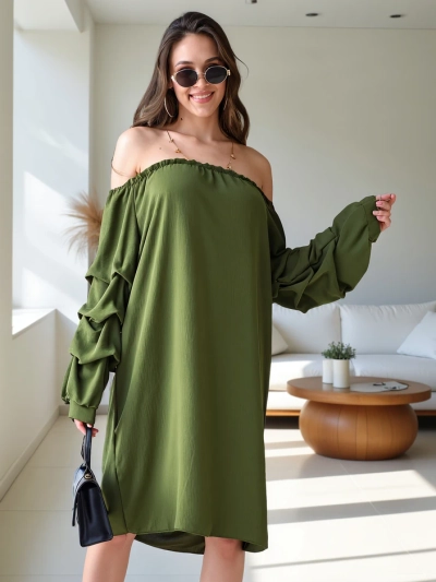 Royalfashion Rochie netedă pentru femei inspirată de stilul spaniol, cu volane