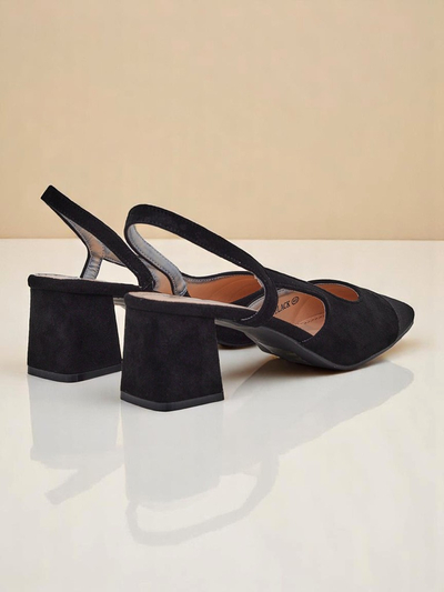 Royalfashion Zapatos de salón de tacón bajo con adorno en la puntera Eleganzo para mujer