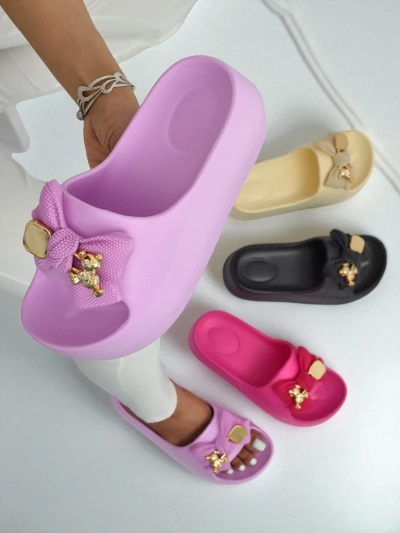 Royalfashion Șlapi de damă din cauciuc cu fundiță decorativă Alday