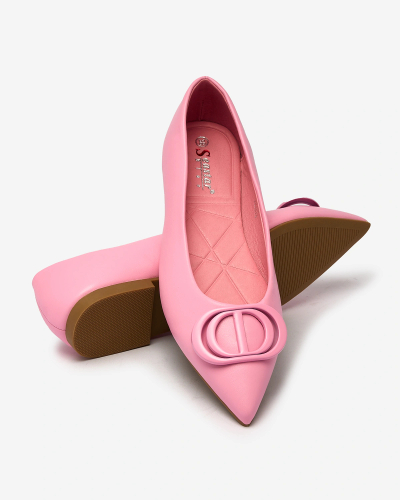 Royalfashion Balerini roz pentru femei cu vârf ascuțit și ornament pe nas Manixy