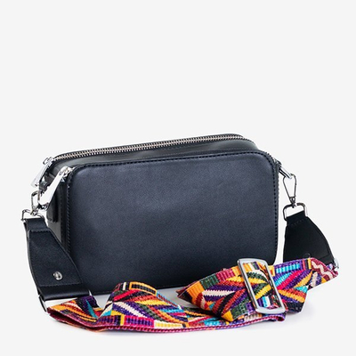 Mała torebka na ramię w kolorze czarnym z ozdobnym paskiem - Torebki