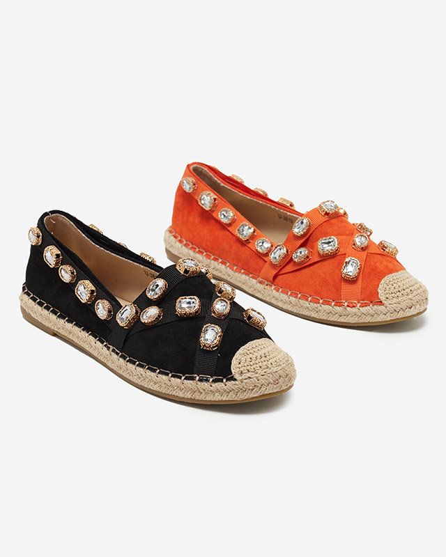 OUTLET Espadrile de dama negre cu cristale Wamba - Incaltaminte