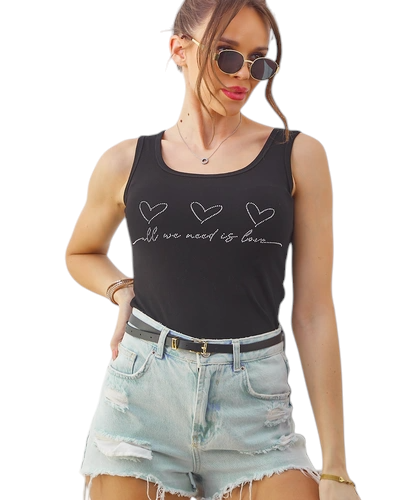 Royalfashion Top de camasă din bumbac pentru femei cu inimioare