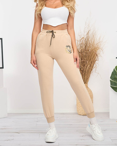 Pantaloni de trening de damă bej - Îmbrăcăminte