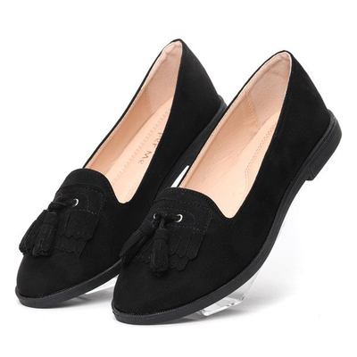 Czarne mokasyny z frędzelkami Ellie- Obuwie