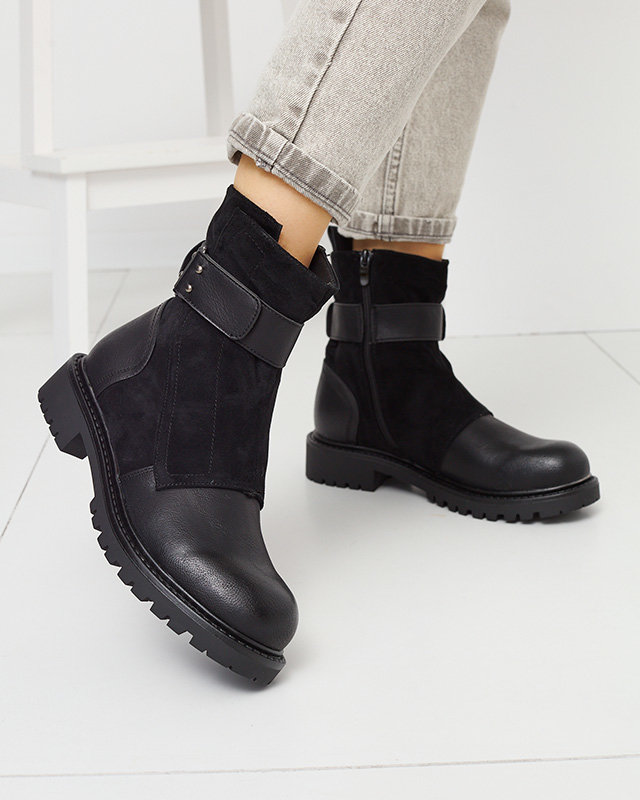 Cizme negre fără toc cu toc plat pentru femei Wetefa - Încălțăminte