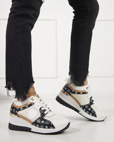 Pantofi sport de damă alb-negru pe pană Anubi - Încălțăminte