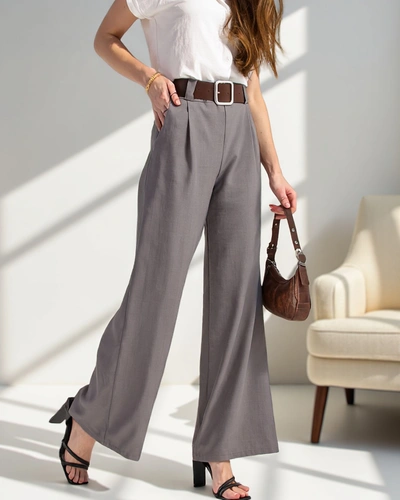 Royalfashion Pantaloni largi pentru femei cu curea