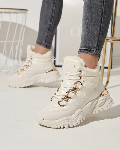 Pantofi sport de iarnă pentru femei crem a'la trappers Mertika - Încălțăminte