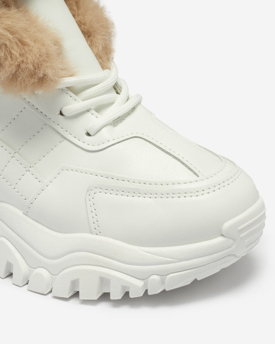 Pantofi sport dama alb cu blana Flixi - Incaltaminte