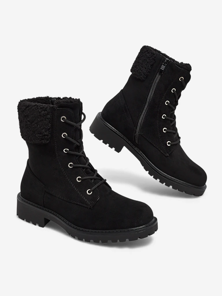 Botine de damă Trevolla din piele ecologică întoarsă cu șireturi