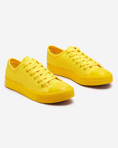 Adidași galbeni pentru femei cu ștanțare Aklina - Încălțăminte