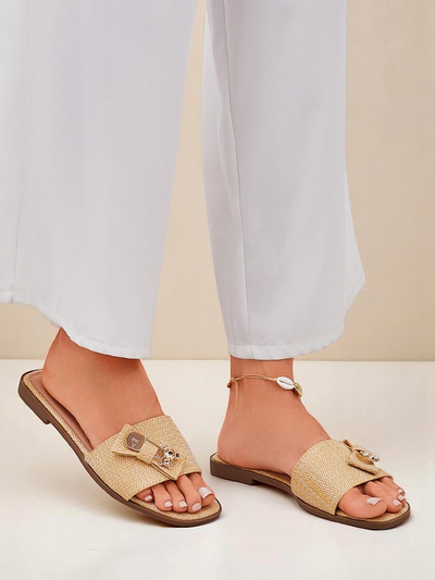 Royalfashion Papuci de paie pentru femei Sandale Aurelia