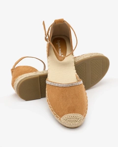 Royalfashion Espadrile de damă cu zirconii de culoare cămilă Rieta