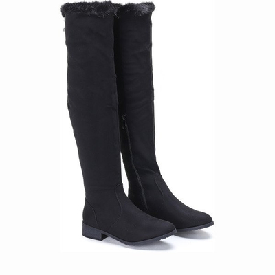 Czarne kozaki na płaskim obcasie Willia - Obuwie