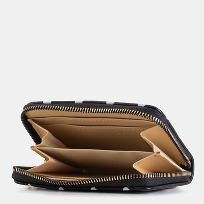 Portofel negru pentru femei cu inimi albe - Portofel