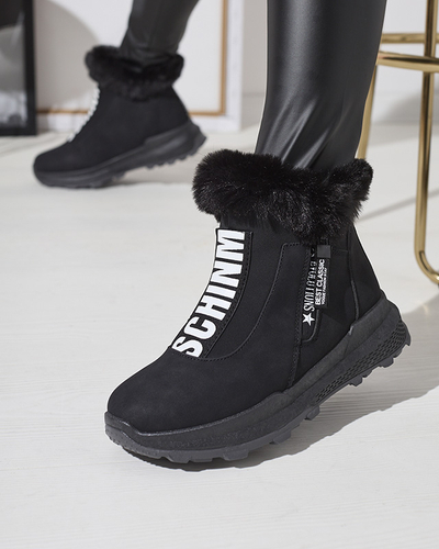 OUTLET Cizme izolate de damă negre cu blană Scherr- Footwear