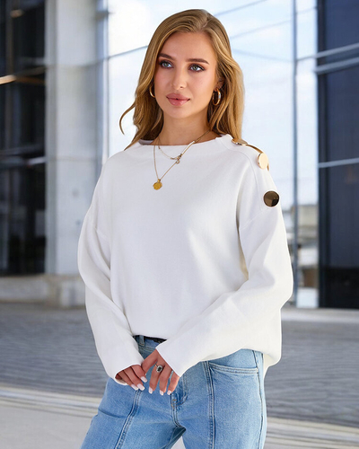 Royalfashion Pulover subțire de damă cu decorațiuni pe umeri