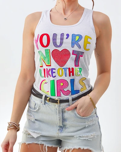 Royalfashion Top de bumbac pentru femei cu bretele și imprimeuri unice