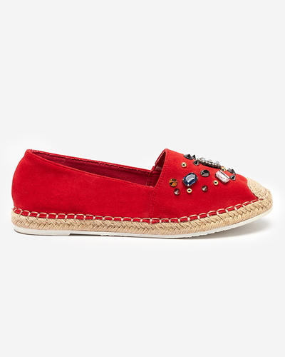 OUTLET Espadrile de dama rosii din piele intoarsa cu zirconiu cubic Mediros - Incaltaminte