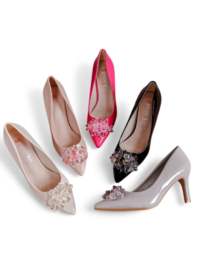 Stiletto-uri lucioase pentru femei Royalfashion cu plasă Ellona