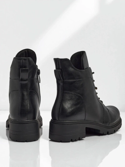 Botine de damă cu șireturi din piele ecologică Veltih