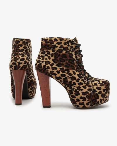 Royalfashion Cizme înalte stiletto bej pentru femei cu imprimeu leopard Seficone