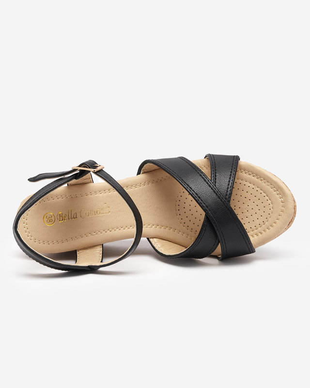 Sandale cu pane negre de dama Helia - Pantofi