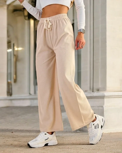 Royalfashion Pantaloni largi cu nervuri pentru femei