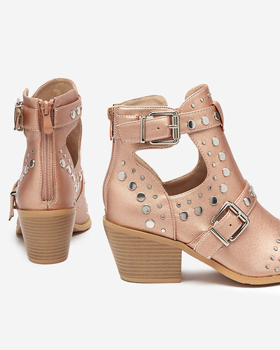 Botine roz și aurii cu jeturi Farrcy- Footwear