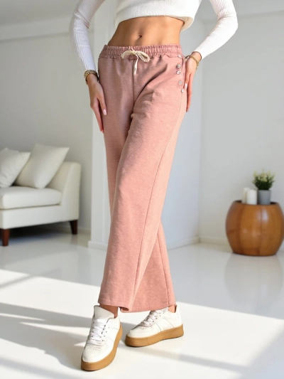 Pantaloni sportivi largi pentru femei Royalfashion cu strasuri