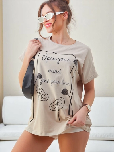 Royalfashion Tricou din bumbac pentru femei cu un imprimeu interesant