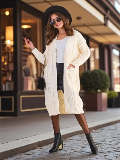 Royalfashion Pulover poncho pentru femei din tricot
