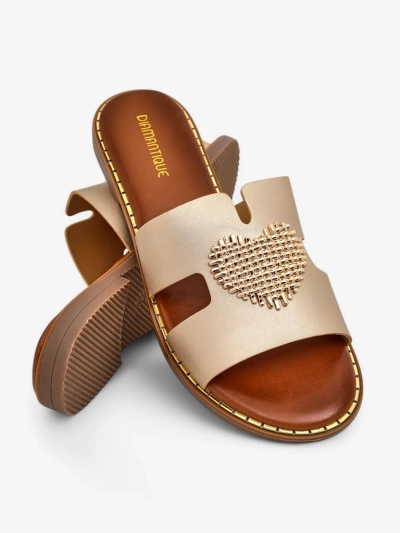 Royalfashion Papuci de plajă pentru femei cu inimă Inimă Aurie