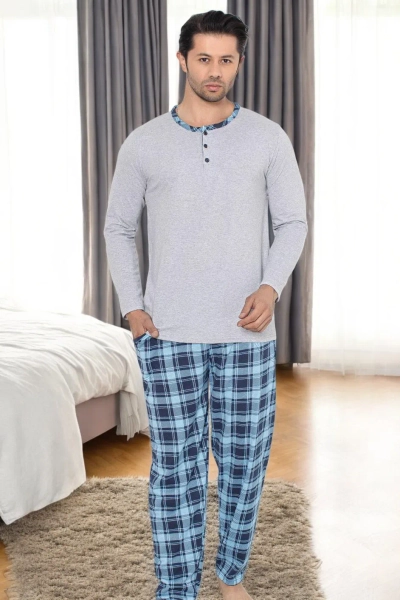 Royalfashion Pijamale din bumbac pentru bărbați cu carouri