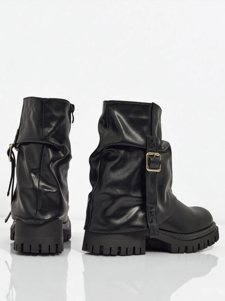 Botine dama înalte din piele ecologică Lunara